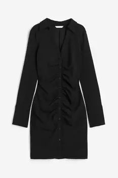 Платье H&M Draped Shirt, черный