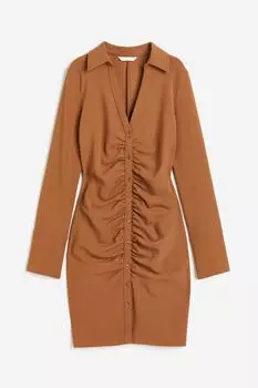 Платье H&M Draped Shirt, коричневый