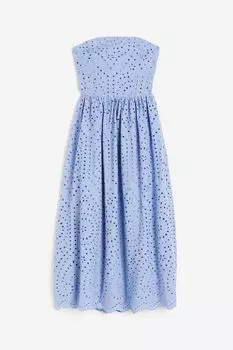 Платье H&M Eyelet Embroidered Bandeau, голубой
