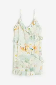 Платье H&M Flounce-trimmed Crped, светло-зеленый