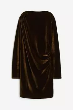 Платье H&M Gathered Jersey, темно-оливковый