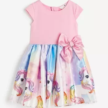 Платье H&M Kids Flared-skirt Unicorns, светло-розовый
