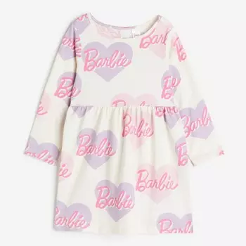 Платье H&M Kids Patterned Cotton Barbie, белый