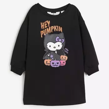Платье H&M Kids Printed Sweatshirt Hello Kitty, черный