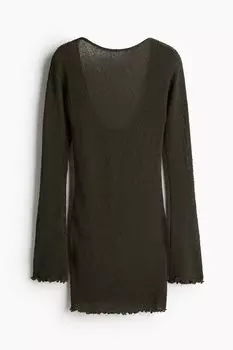Платье H&M Knit Low-cut Back, темно-зеленый