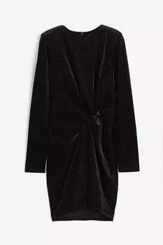 Платье H&M Knot-detail Jersey, черный/золотой