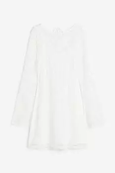 Платье H&M Lacing-detail Open-backed Lace, кремовый