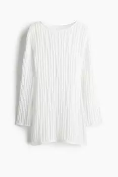 Платье H&M Ladder-stitch-look Knit Mini, белый