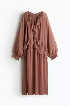 Платье H&M Long Chiffon, коричневый