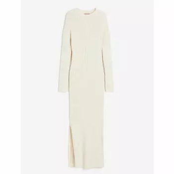 Платье H&M Long Rib Knit, светло-бежевый