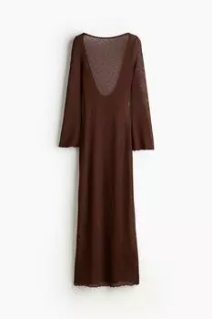 Платье H&M Low-back Knit Bodycon, темно-коричневый
