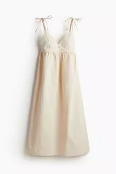 Платье H&M Nylon With Tie-top Shoulder Straps, светло-бежевый