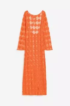 Платье H&M Open-backed Crochet-look, оранжевый
