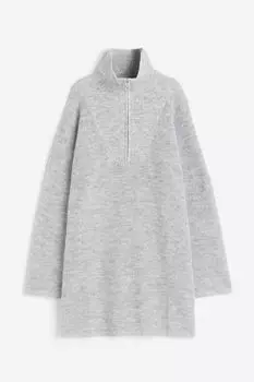 Платье H&M Oversized Half-zip, светло-серый