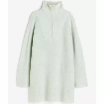 Платье H&M Oversized Half-zip, светло-зеленый