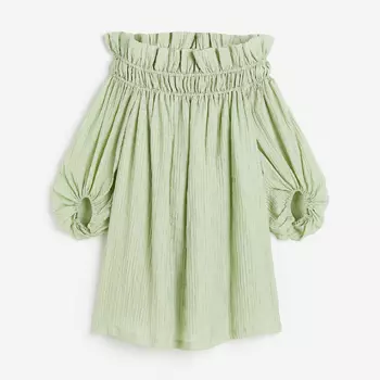 Платье H&M Oversized Off-the-shoulder, светло-зеленый