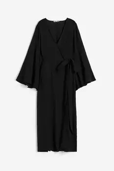 Платье H&M Pleated Wrap, черный