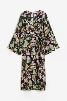 Платье H&M Pleated Wrap, черный