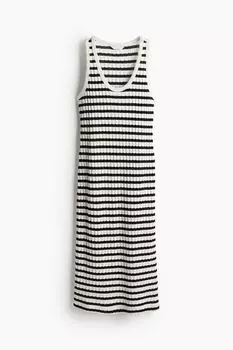 Платье H&M Rib-knit, белый/черный
