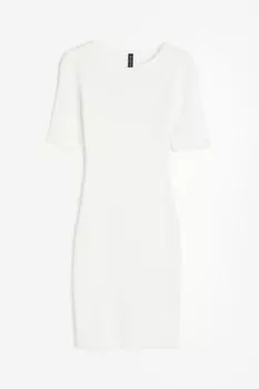 Платье H&M Rib-knit Bodycon, кремовый
