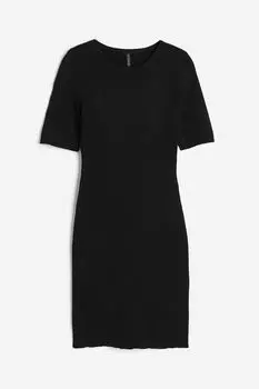 Платье H&M Rib-knit Bodycon, черный