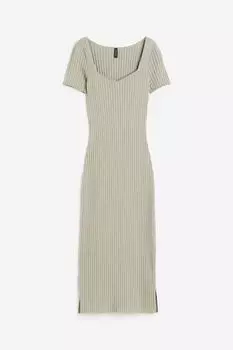 Платье H&M Rib-knit Bodycon, светло-зеленый