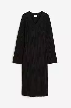 Платье H&M Rib-knit, черный