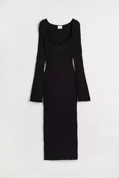 Платье H&M Rib-knit, черный