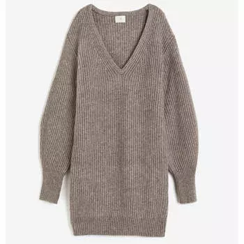 Платье H&M Rib-knit, коричневый