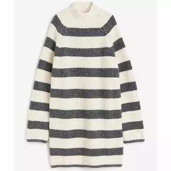 Платье H&M Rib-knit Mock Turtleneck, кремовый