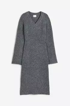 Платье H&M Rib-knit, серый