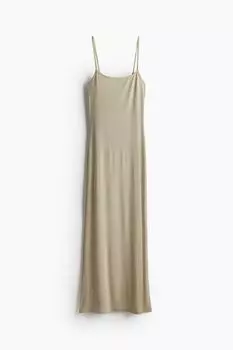 Платье H&M Ribbed Maxi, бежевый