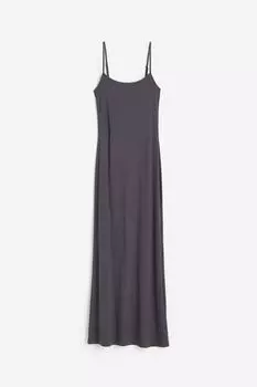 Платье H&M Ribbed Maxi, темно-серый