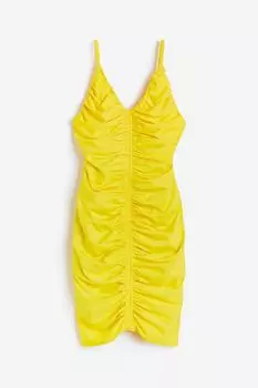 Платье H&M Ruched Bodycon, желтый