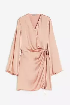 Платье H&M Satin Wrap, пудрово-розовый