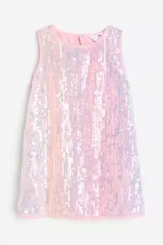 Платье H&M Sequined A-line, светло-розовый