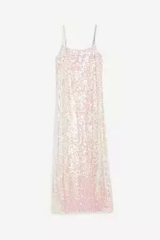 Платье H&M Sequined Slip, розовый