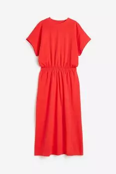 Платье H&M Smocked-waist Jersey, красный