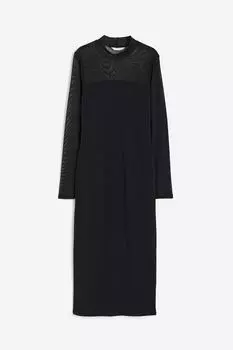 Платье H&M Stand-up Collar, черный