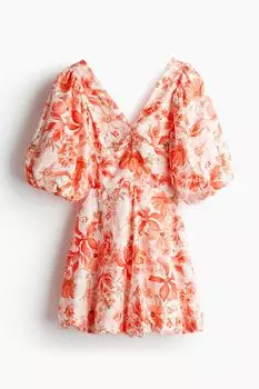 Платье H&M Tie-back Puffy, коралловый