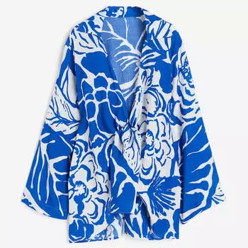 Платье H&M Tie-detail Beach, синий/белый
