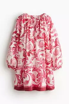Платье H&M Tie-detail, белый/розовый