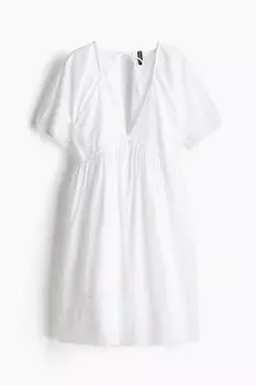 Платье H&M Tie-detail Crinkled Easy-wear, белый