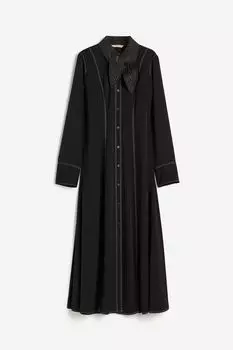 Платье H&M Twill With Scarf Collar, черный