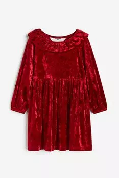 Платье H&M Velour, темно-красный