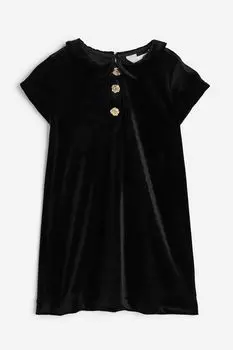 Платье H&M Velvet with Collar, черный