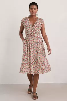 Платье халат без рукавов с имитацией многослойного фая Seasalt Cornwall, черный