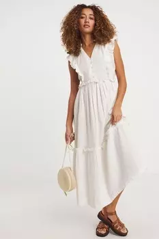 Платье халат из 100% хлопковой марли с присборенной спинкой Jd Williams, белый