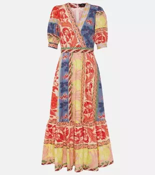 Платье-халат из принтованного хлопка Etro, цвет print on white base