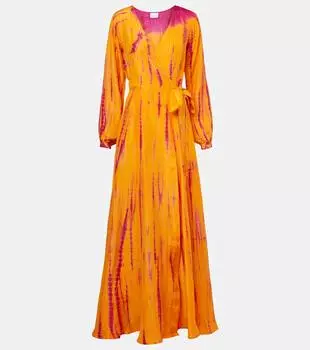 Платье-халат из тай-дай шелка Anna Kosturova, Orange Magenta